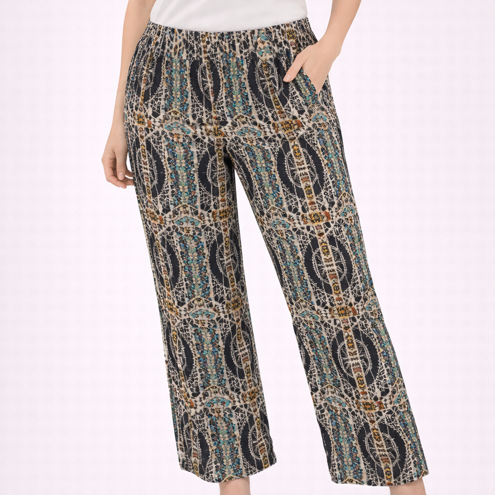 Anthropologie Fig and Flower Printed Palazzo Pants Medium Wide Leg Boho